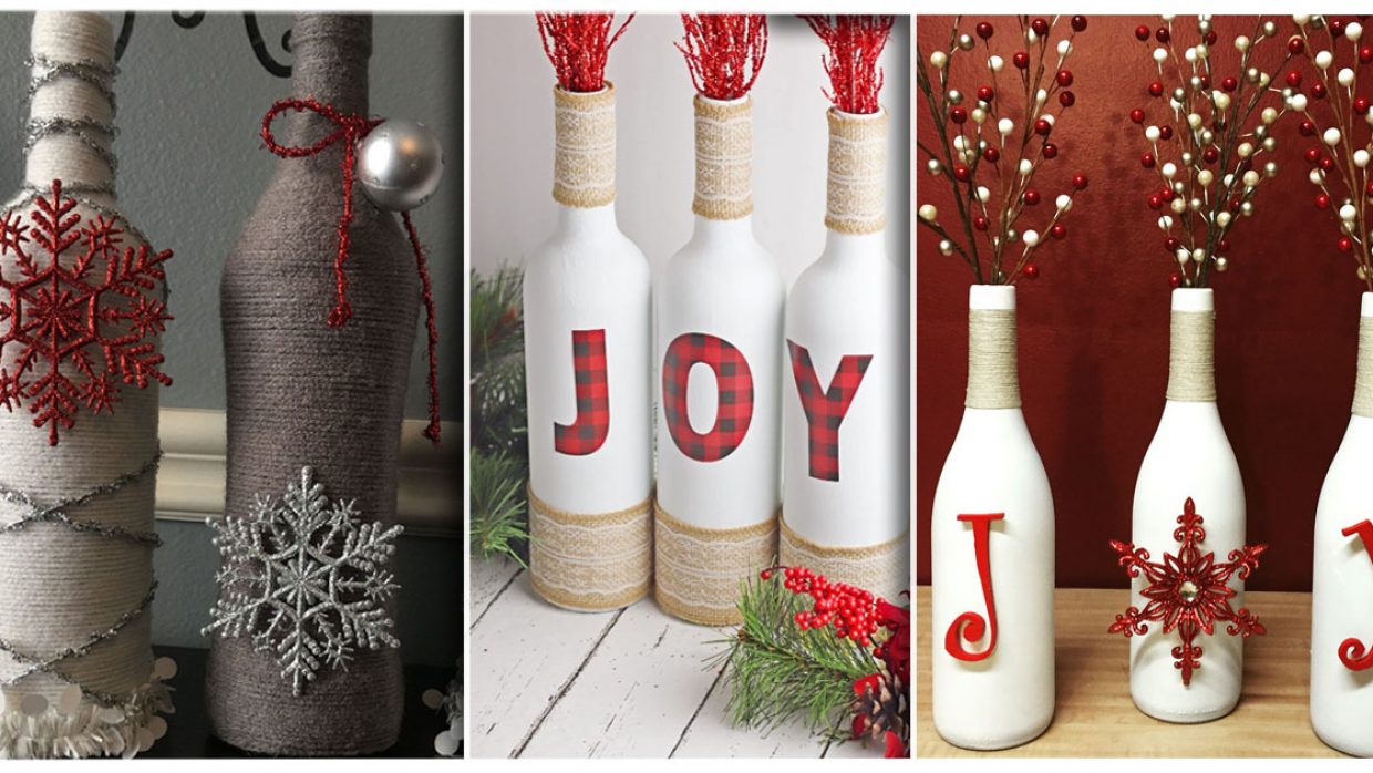 Recicla tus botellas de vino para decoraciones de navidad